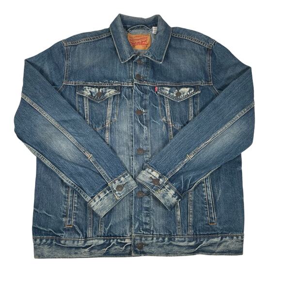 Levi's Mens XL Denim Jacket 72334 Medium Wash Button Trucker Jacket - Picture 1 of 6